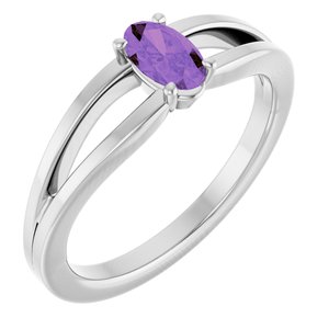 14K White Gold Natural Amethyst Youth Solitaire Ring