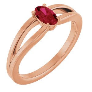 14K Rose Gold Lab-Grown Ruby Youth Solitaire Ring