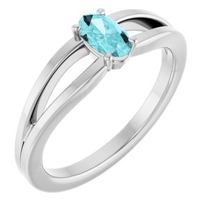 Sterling Silver Imitation Blue Zircon Solitaire Youth Ring