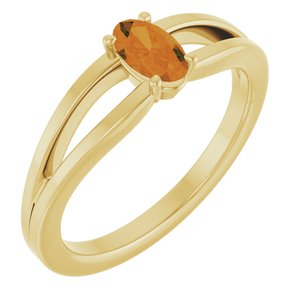 14K Yellow Gold Natural Citrine Youth Solitaire Ring