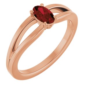 14K Rose Gold Natural Mozambique Garnet Youth Solitaire Ring