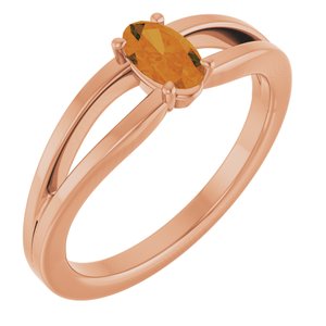 14K Rose Gold Natural Citrine Youth Solitaire Ring