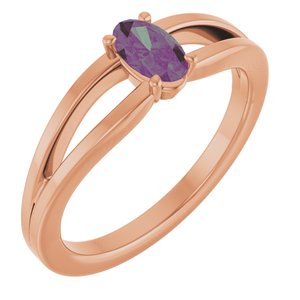 14K Rose Gold Lab-Grown Alexandrite Youth Solitaire Ring