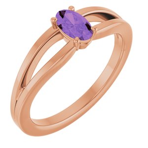 14K Rose Gold Natural Amethyst Youth Solitaire Ring