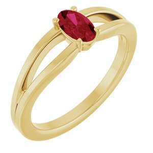 14K Yellow Gold Natural Ruby Youth Solitaire Ring