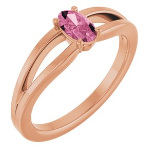 14K Rose Gold Natural Pink Tourmaline Youth Solitaire Ring