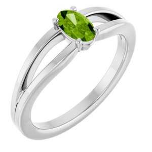 Sterling Silver Imitation Peridot Solitaire Youth Ring
