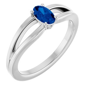 Platinum Natural Blue Sapphire Youth Solitaire Ring