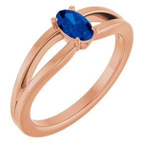 14K Rose Gold Natural Blue Sapphire Youth Solitaire Ring