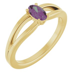 14K Yellow Gold Lab-Grown Alexandrite Youth Solitaire Ring