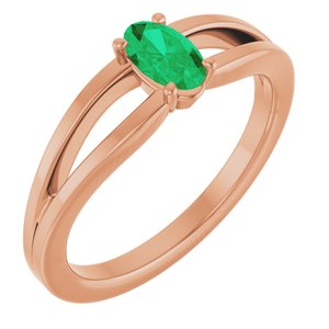 14K Rose Gold Lab-Grown Emerald Youth Solitaire Ring