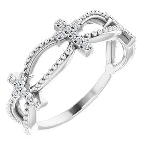 Platinum .08 CTW Natural Diamond Stackable Cross Ring