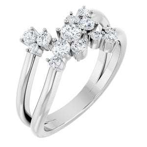 Sterling Silver 1/2 CTW Natural Diamond Cluster Bypass Ring