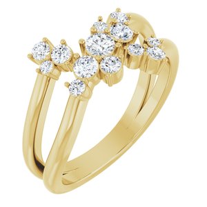 14K Yellow Gold 1/2 CTW Natural Diamond Cluster Bypass Ring