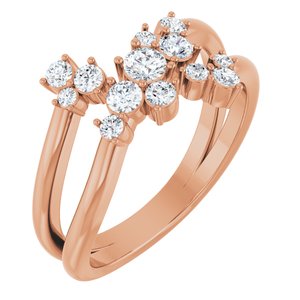 14K Rose Gold 1/2 CTW Natural Diamond Cluster Bypass Ring