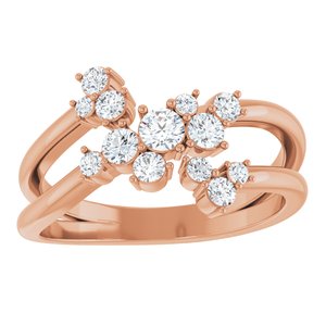 14K Rose Gold 1/2 CTW Natural Diamond Cluster Bypass Ring