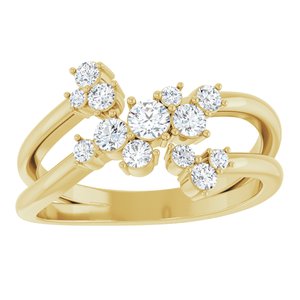 14K Yellow Gold 1/2 CTW Natural Diamond Cluster Bypass Ring