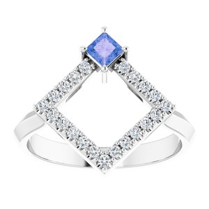 Sterling Silver Natural Tanzanite & 1/5 CTW Natural Diamond Geometric Ring