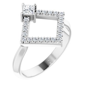 14K White Gold 1/3 CTW Natural Diamond Geometric Ring