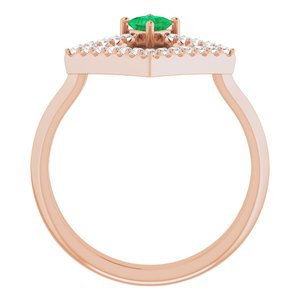 14K Rose Gold Natural Emerald & 1/5 CTW Natural Diamond Geometric Ring