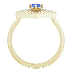 14K Yellow Gold Natural Tanzanite & 1/5 CTW Natural Diamond Geometric Ring