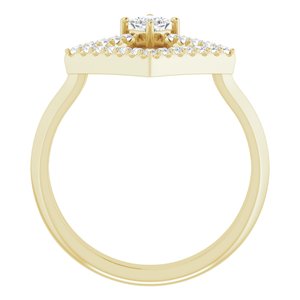 14K Yellow Gold Natural White Sapphire & 1/5 CTW Natural Diamond Geometric Ring