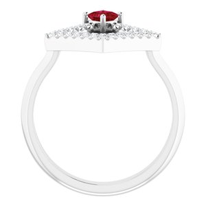 14K White Gold Natural Ruby & 1/5 CTW Natural Diamond Geometric Ring