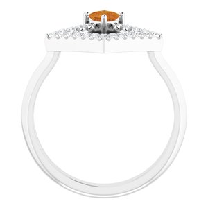 14K White Gold Natural Citrine & 1/5 CTW Natural Diamond Geometric Ring