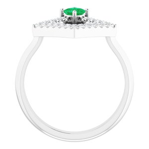 Platinum Natural Emerald & 1/5 CTW Natural Diamond Geometric Ring