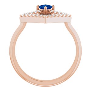 14K Rose Gold Natural Sapphire & 1/5 CTW Natural Diamond Geometric Ring