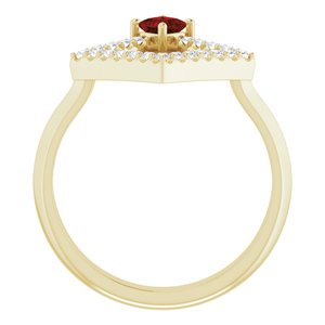 14K Yellow Gold Natural Mozambique Garnet & 1/5 CTW Natural Diamond Geometric Ring