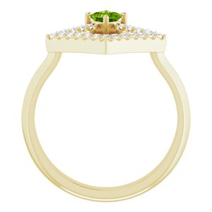 14K Yellow Gold Natural Peridot & 1/5 CTW Natural Diamond Geometric Ring