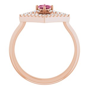 14K Rose Gold Natural Pink Tourmaline & 1/5 CTW Natural Diamond Geometric Ring