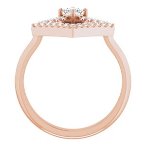 14K Rose Gold Natural White Sapphire & 1/5 CTW Natural Diamond Geometric Ring