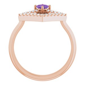 14K Rose Gold Natural Amethyst & 1/5 CTW Natural Diamond Geometric Ring