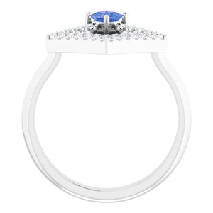 14K White Gold Natural Tanzanite & 1/5 CTW Natural Diamond Geometric Ring