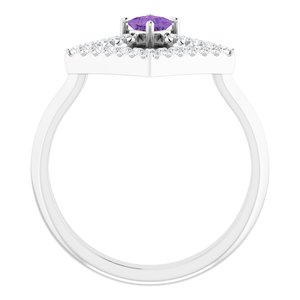 Platinum Natural Amethyst & 1/5 CTW Natural Diamond Geometric Ring