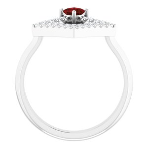 Sterling Silver Natural Mozambique Garnet & 1/5 CTW Natural Diamond Geometric Ring