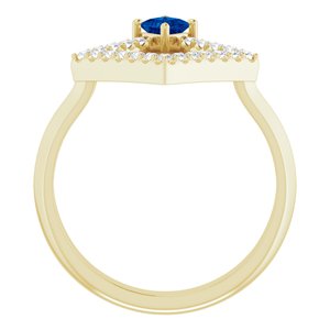 14K Yellow Gold Natural Sapphire & 1/5 CTW Natural Diamond Geometric Ring
