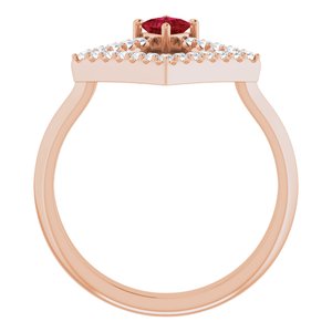 14K Rose Gold Natural Ruby & 1/5 CTW Natural Diamond Geometric Ring