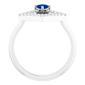 Sterling Silver Natural Sapphire & 1/5 CTW Natural Diamond Geometric Ring