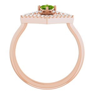 14K Rose Gold Natural Peridot & 1/5 CTW Natural Diamond Geometric Ring
