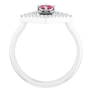 Sterling Silver Natural Pink Tourmaline & 1/5 CTW Natural Diamond Geometric Ring