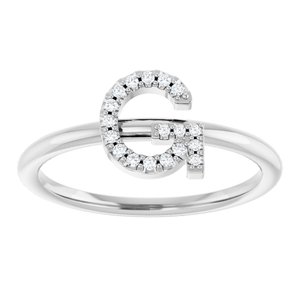 14K White Gold .06 CTW Natural Diamond Initial G Ring