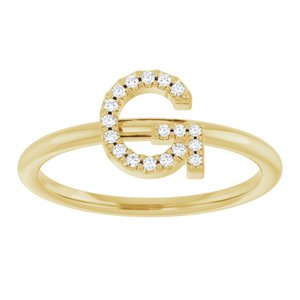 14K Yellow Gold .06 CTW Natural Diamond Initial G Ring