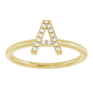 14K Yellow Gold .06 CTW Natural Diamond Initial A Ring
