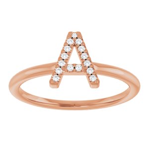 14K Rose Gold .06 CTW Natural Diamond Initial A Ring