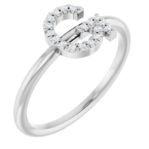 Sterling Silver .06 CTW Natural Diamond Initial G Ring