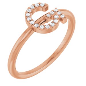 14K Rose Gold .06 CTW Natural Diamond Initial G Ring