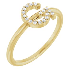 14K Yellow Gold .06 CTW Natural Diamond Initial G Ring